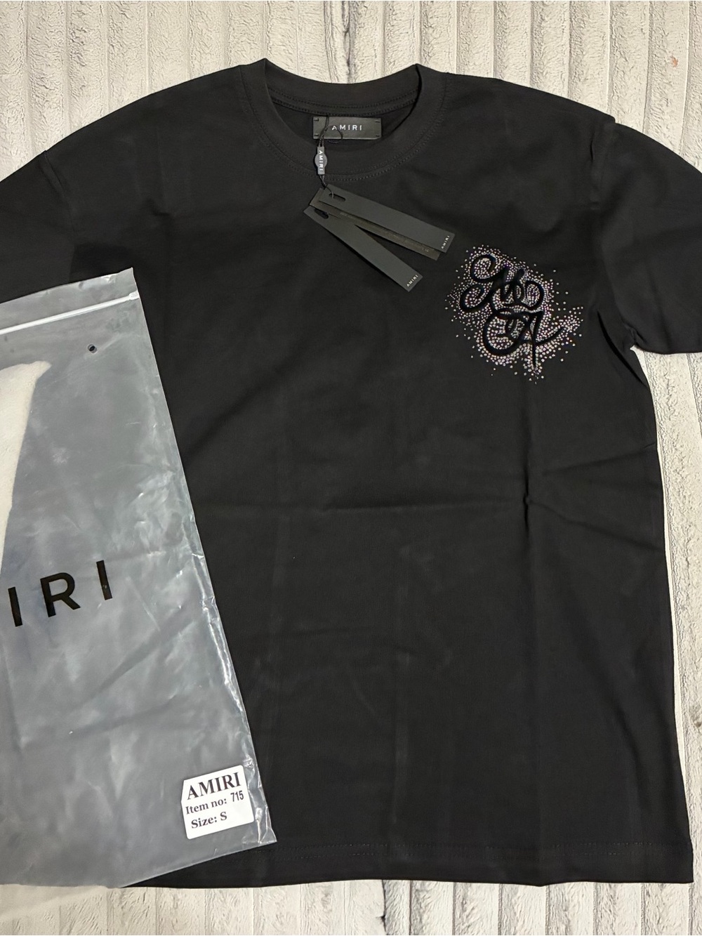 AMIRI Black Short-Sleeve Crewneck T-Shirt with Embellished Logo